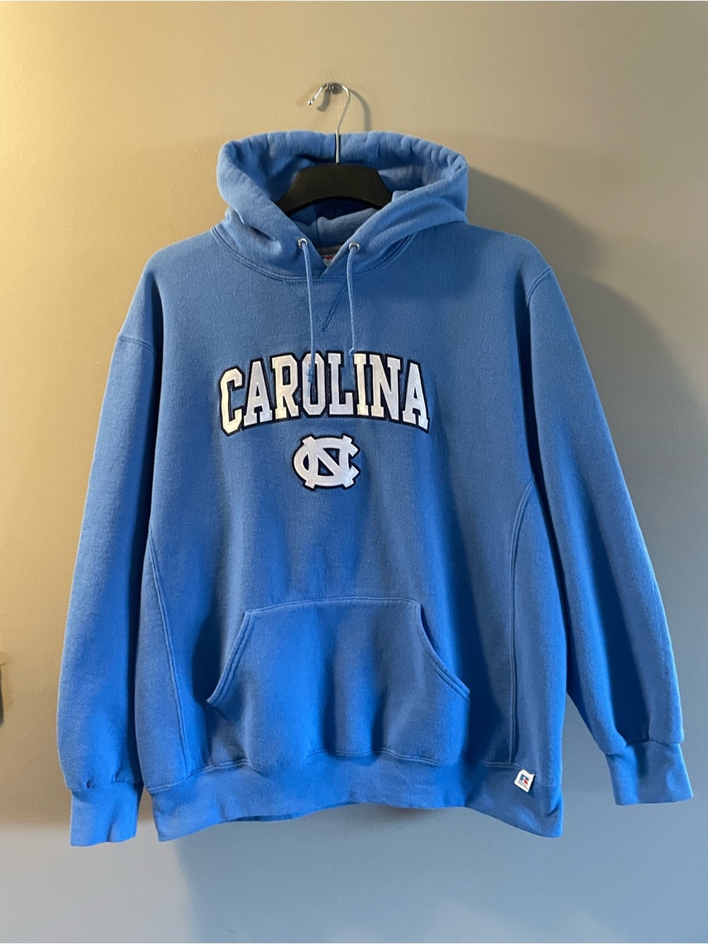 Russell Athletic Carolina Blue Pullover Hoodie with Embroidered Logo